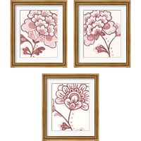 Framed 'Flora Chinoiserie Pink 3 Piece Framed Art Print Set' border=