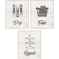 Framed 'Barnwood Laundry 3 Piece Art Print Set' border=