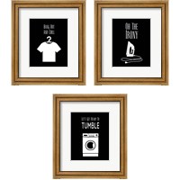 Framed 'Laundry - Black 3 Piece Framed Art Print Set' border=