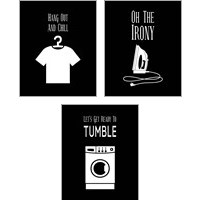 Framed Laundry - Black 3 Piece Art Print Set