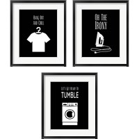 Framed 'Laundry - Black 3 Piece Framed Art Print Set' border=