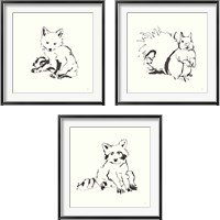 Framed Line Fox 3 Piece Framed Art Print Set