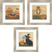 Framed 'Funny Pumpkins 3 Piece Framed Art Print Set' border=