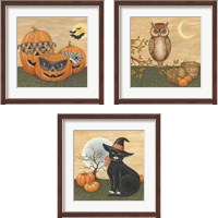 Framed 'Funny Pumpkins 3 Piece Framed Art Print Set' border=