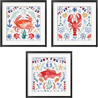 Framed 'Maritime Delight 3 Piece Framed Art Print Set' border=