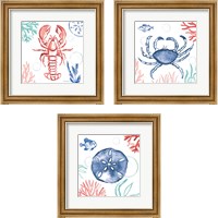 Framed 'Coastal Jewels 3 Piece Framed Art Print Set' border=