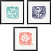 Framed 'Water Coral Cove 3 Piece Framed Art Print Set' border=