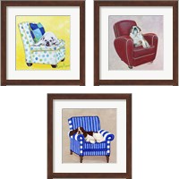 Framed 'Dogs on Chairs 3 Piece Framed Art Print Set' border=