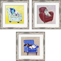 Framed 'Dogs on Chairs 3 Piece Framed Art Print Set' border=