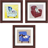 Framed 'Dogs on Chairs 3 Piece Framed Art Print Set' border=