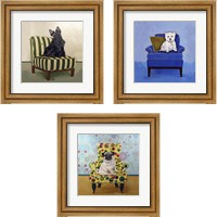 Framed Dogs on Chairs 3 Piece Framed Art Print Set