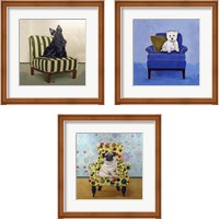Framed Dogs on Chairs 3 Piece Framed Art Print Set