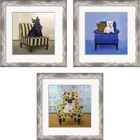 Framed 'Dogs on Chairs 3 Piece Framed Art Print Set' border=