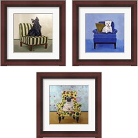 Framed 'Dogs on Chairs 3 Piece Framed Art Print Set' border=