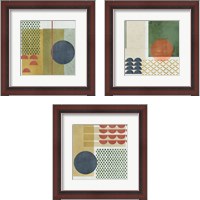 Framed 'Soleil Rouge 3 Piece Framed Art Print Set' border=