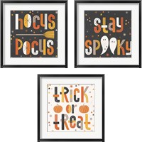 Framed 'Retro Halloween 3 Piece Framed Art Print Set' border=
