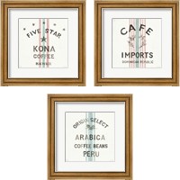 Framed 'Wake Me Up Coffee Sack 3 Piece Framed Art Print Set' border=