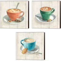 Framed 'Wake Me Up Coffee 3 Piece Canvas Print Set' border=