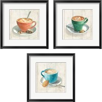 Framed 'Wake Me Up Coffee 3 Piece Framed Art Print Set' border=