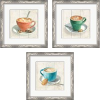 Framed 'Wake Me Up Coffee 3 Piece Framed Art Print Set' border=