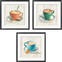 Framed 'Wake Me Up Coffee 3 Piece Framed Art Print Set' border=