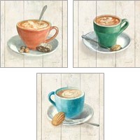 Framed 'Wake Me Up Coffee 3 Piece Art Print Set' border=