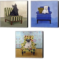 Framed Dogs on Chairs 3 Piece Canvas Print Set