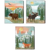 Framed 'Woodland Forest 3 Piece Canvas Print Set' border=