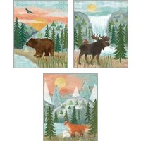 Framed 'Woodland Forest 3 Piece Art Print Set' border=