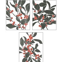 Framed Colorblock Berry Branch 3 Piece Art Print Set