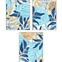 Framed 'Blue Jungle 3 Piece Art Print Set' border=