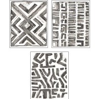 Framed 'Tribal Geometry 3 Piece Art Print Set' border=