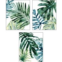 Framed 'Tropical Leaf Medley 3 Piece Art Print Set' border=