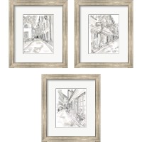 Framed European City Sketch 3 Piece Framed Art Print Set