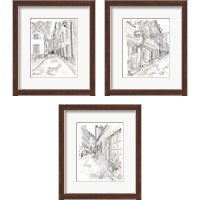 Framed 'European City Sketch 3 Piece Framed Art Print Set' border=