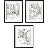 Framed 'European City Sketch 3 Piece Framed Art Print Set' border=