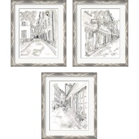 Framed 'European City Sketch 3 Piece Framed Art Print Set' border=