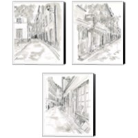 Framed European City Sketch 3 Piece Canvas Print Set