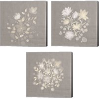 Framed 'Flower Bunch on Linen 3 Piece Canvas Print Set' border=