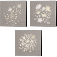 Framed Flower Bunch on Linen 3 Piece Canvas Print Set