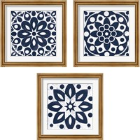 Framed Blue and White Tile 3 Piece Framed Art Print Set