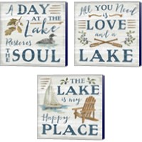 Framed 'Lakeside Retreat 3 Piece Canvas Print Set' border=