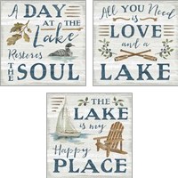 Framed 'Lakeside Retreat 3 Piece Art Print Set' border=