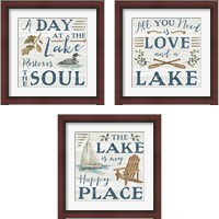 Framed 'Lakeside Retreat 3 Piece Framed Art Print Set' border=