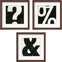 Framed Punctuated Black Square 3 Piece Framed Art Print Set