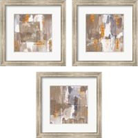 Framed Icescape Abstract Grey Gold 3 Piece Framed Art Print Set