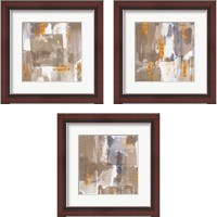 Framed 'Icescape Abstract Grey Gold 3 Piece Framed Art Print Set' border=