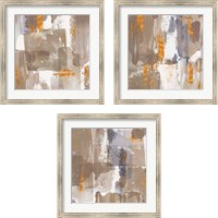 Framed Icescape Abstract Grey Gold 3 Piece Framed Art Print Set