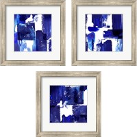 Framed Indigo Abstract 3 Piece Framed Art Print Set