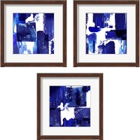 Framed 'Indigo Abstract 3 Piece Framed Art Print Set' border=